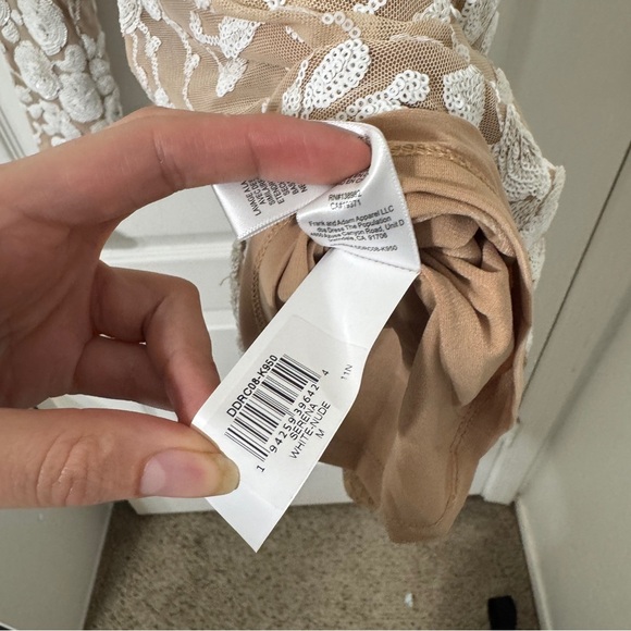 Dress the Population One-Shoulder Floral Mini Dress in White and Tan - Picture 13 of 15